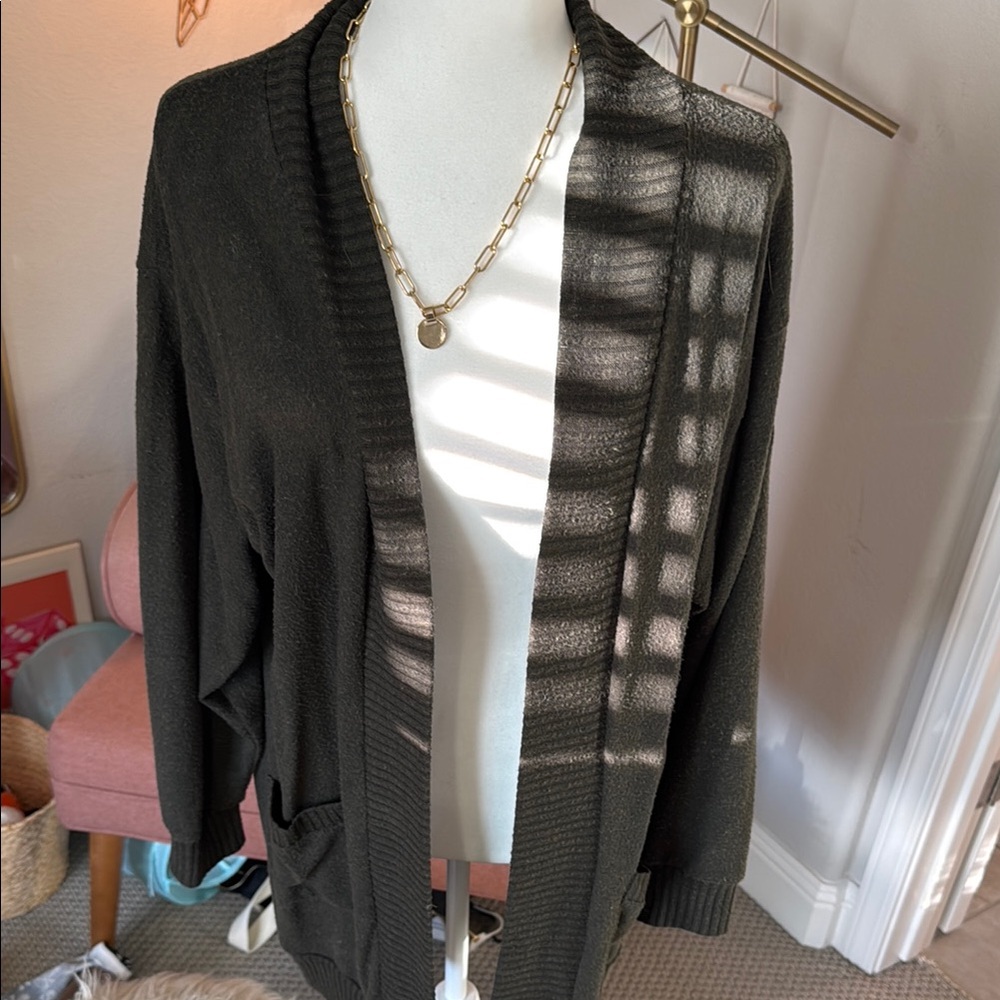 Women's Black Open-Front Sweater